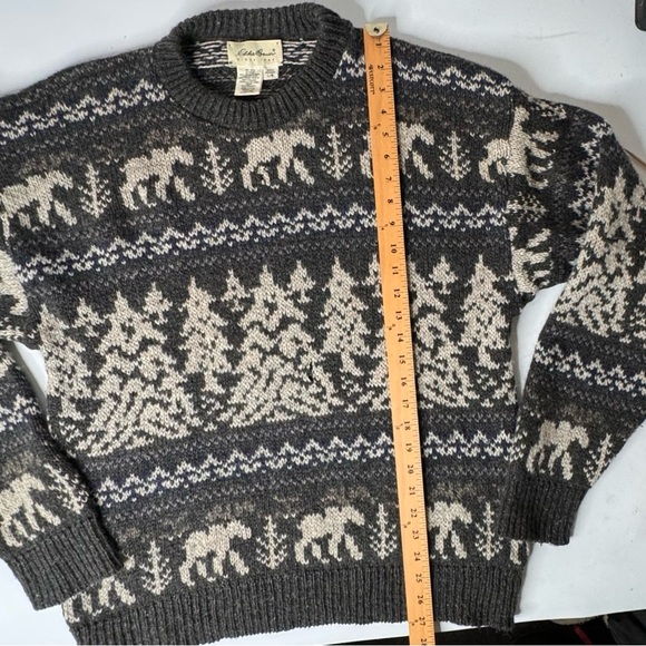 Vintage Eddie Bauer Rare Wool Blend Nordic Forest Moose Sweater Large Men’s - Picture 3 of 9